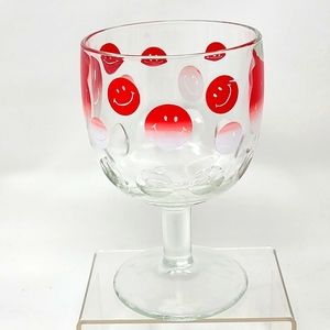 Vintage Barlett Collins Two Tone SMILEY FACE Thumbprint Glass Stem